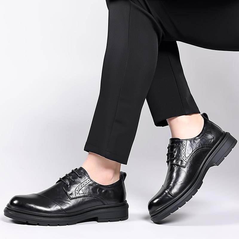 Men's Business Leather Shoes Gentleman casual style Work and office Outdoor street adult walking shoes suit Black brown