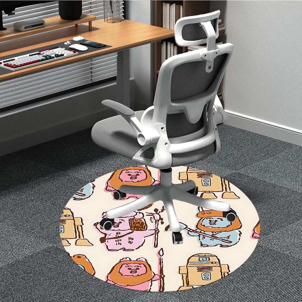 

1pc Cartoon Illustration Art Office Round Area Rug, Indoor Mat Suitable ForOffice, Under Office Chairs Bedroom Living Room Home Decor, Room Decot242 80cm by 80cm