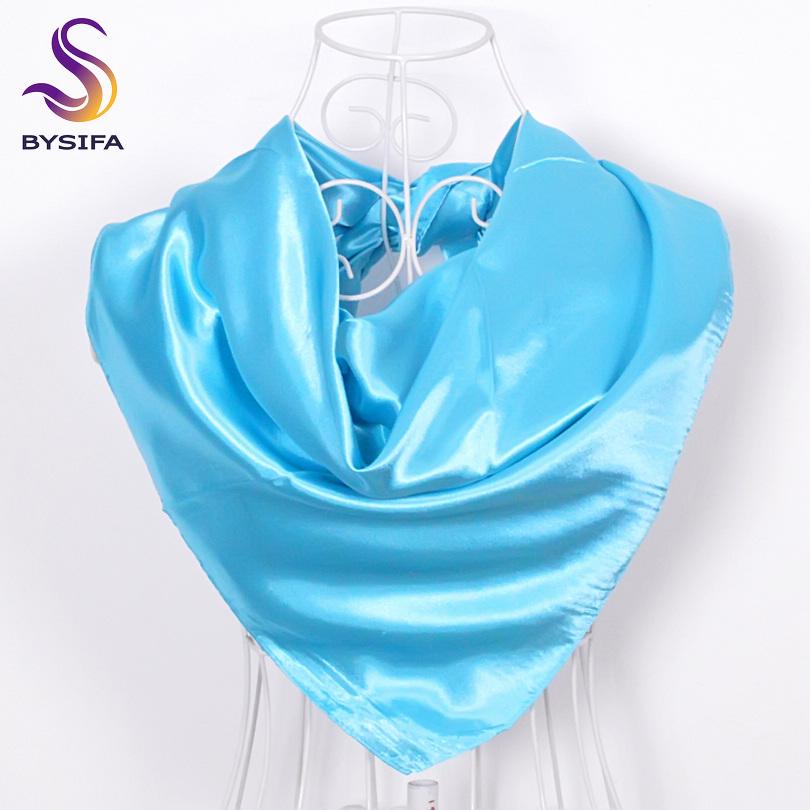 BYSIFA Ladies Plain Silk Scarves Trendy Fashion Accessories Spring Autumn Women Decorative Head Scarves New Purple Pink Scarves