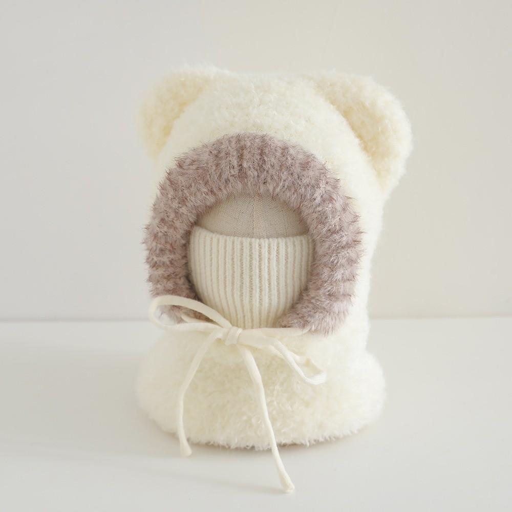 

Ветронепроницаемые шапки-бини, зимняя теплая детская балаклава, милая вязаная шапка-пуловер молочный белый