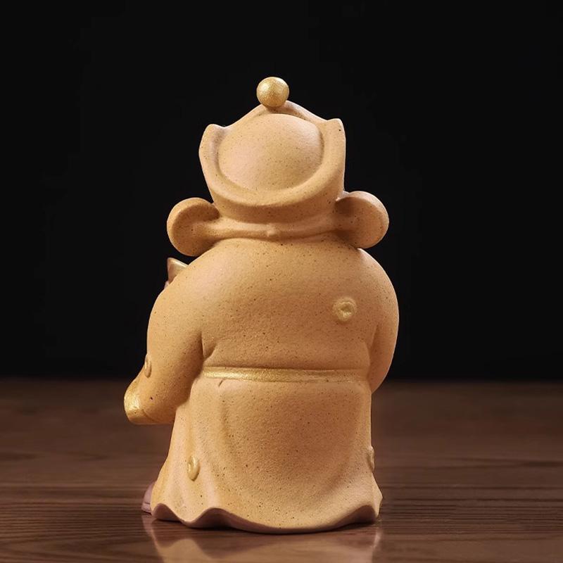 Ceramics God of Wealth Maitreya Buddha Yuanbao Sculptures and Figurines Home Living Room Office Table Decoration and Accessories