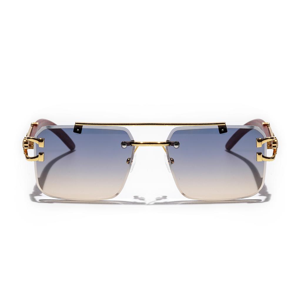 Ruiao Rimless Pilot Luxury Designer Brand Square Sunglasses Diamond Cut Shades UV400 Frameless Eye Glasses for Men And women