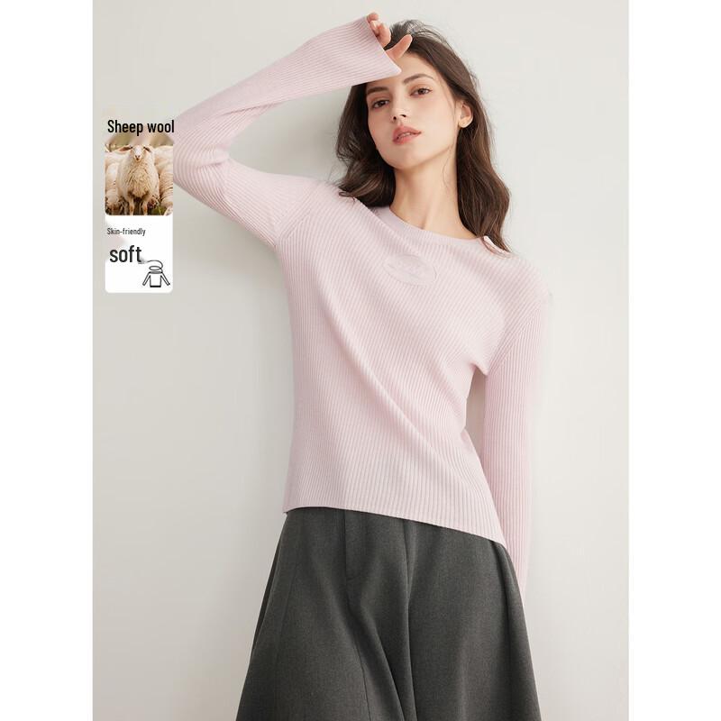 ELLE Women s Slim Fit Merino Wool Blend Knit Sweater S