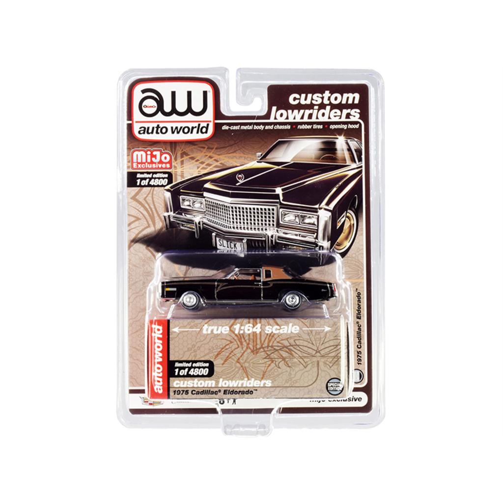 AW AUTO WORLD Custom Lowriders 1975 Cadillac Eldorado Black 1/64