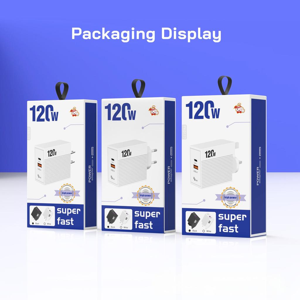 120W Multi-Port Fast Charger with PD - EU/US/UK Standard