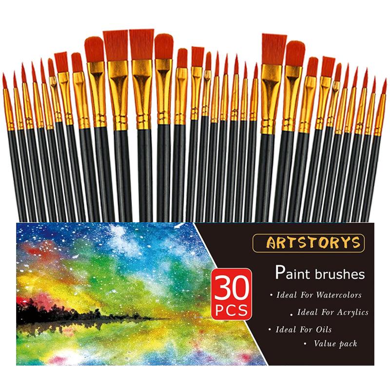 

Nylon, Wolf & Sheep Hair Paintbrush Set for Watercolor, Acrylic & Oil Painting Paint Brush Set