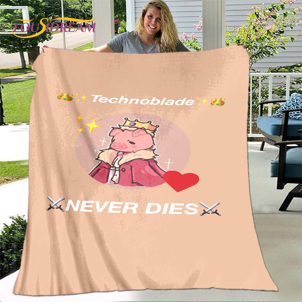 Weiche Plüschdecke mit Technoblade MC-Spiel-Cartoon-Motiv, Flanelldecke, Überwurfdecke für Wohnzimmer, Schlafzimmer, Bett, Sofa, Picknickdecke für Kinder