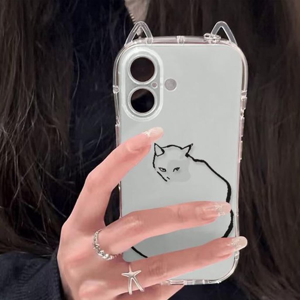 Katzenohren Anti-Sturz Handyhülle TPU Silikon Rundumschutz Weiche Hülle für Apple Handy Schutzhülle Dreiteiliges Set Kreativ und Niedlich