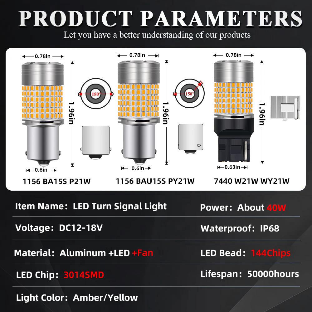For Jeep Renegade BU B1 BV 2014-2021 Turn Signal Light LED Blinker Bulbs Lamp 2015 2016 2017 2018 2019 2020 Yellow Super Bright