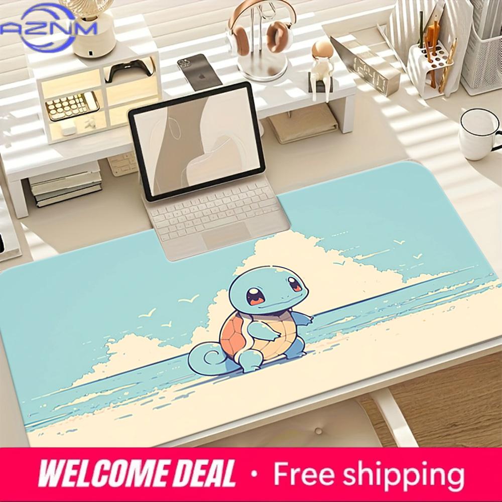 Cute Squirtle Beach Adventure Large Gaming Desk Mat 30x80x0.2cm