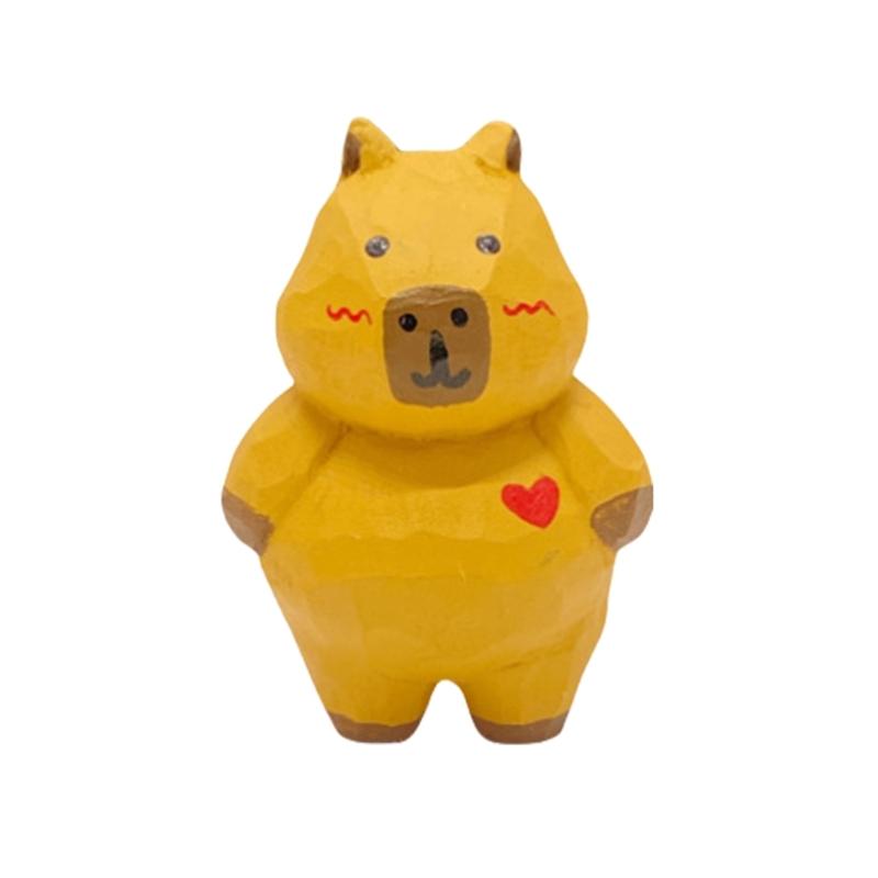 Ручная работа Деревянная миниатюрная фигурка капибары для гостиной и спальни, акцентная деревянная статуэтка животного, настольное украшение, декорации