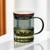 ZISIZ Glass Tea Infuser Mug with Bamboo Lid, 2-Pack