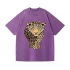 Vintage Leopard Graphic Washed T Shirt Unisex Retro Wild Animal Streetwear Tee 3