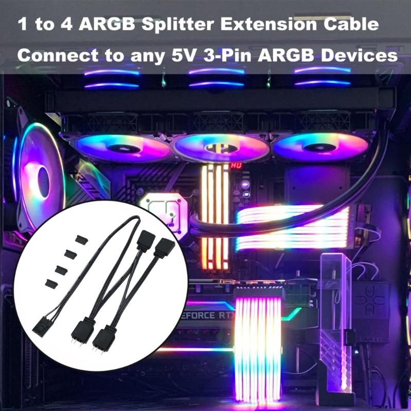 4Pin auf 5V 3Pin ARGB Splitterkabel für ARGB Hub und Lüfterbeleuchtungssteuerung Für HDLL120 Splitter Verlängerungskabel