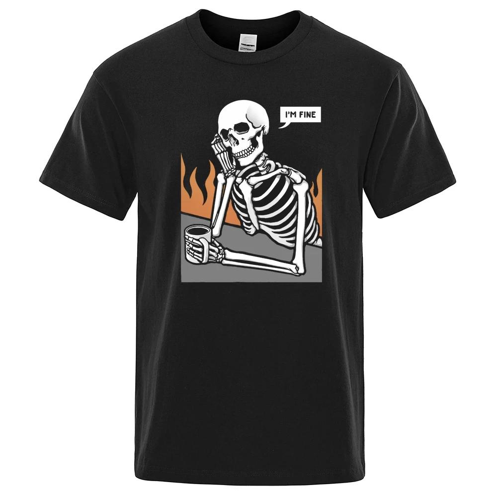 

Skeletons In Meditation And Keep Alone Print T-Shirt Male Fashion Cotton T-Shirts Hip Hop Oversize Tshirt Cotton Tops 80277 XXXXXL чёрный