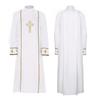 White Priest Costume Cosplay Dress Medieval Yellow Cross Robe Stage Performance Cosplay Outfit