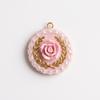 French-Style Powder Lace Pendant Delicately Dripping Oil Exquisitely Gold-Edged A Retro Girlish Accessory A Charming Design.
