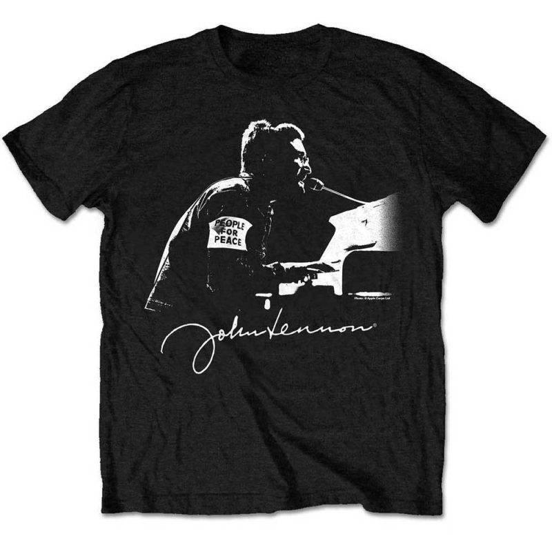 John Lennon People for Peace Piano Print Cotton TShirt Rock Legend Unisex Short Sleeve Tee