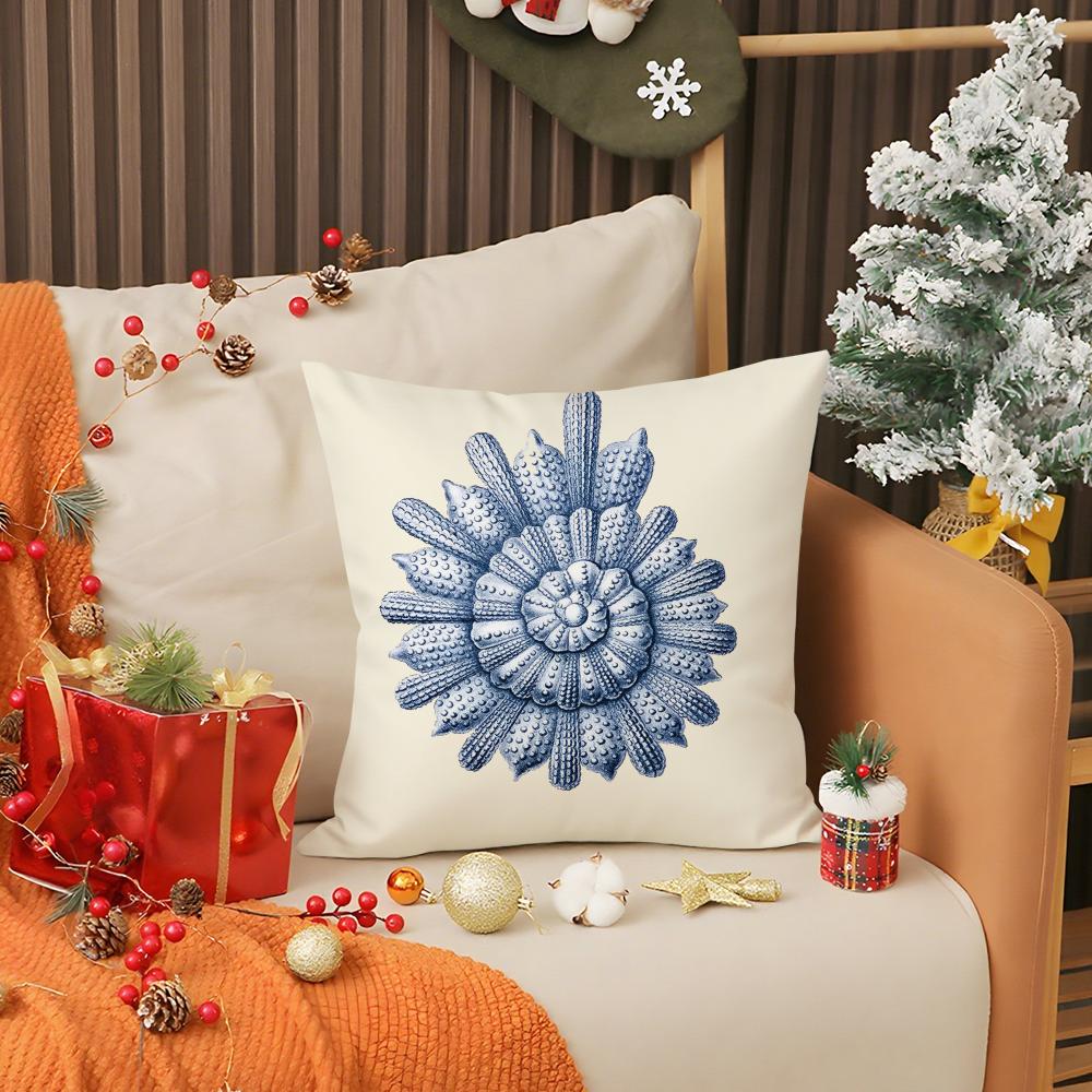 B-Blue Sea Creature Pillow Case Living Room Sofa Decorative Cushion Cover Simple Household Light Luxury Printed Pillow