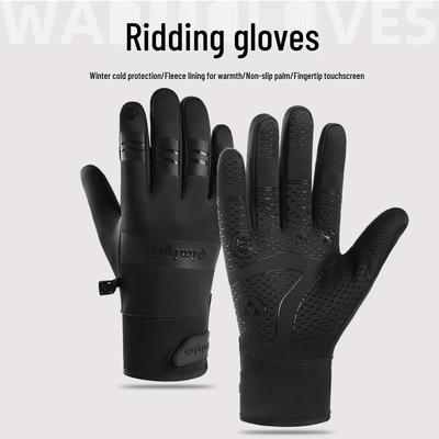 Luvas de Ciclismo à Prova de Vento para Homens e Mulheres: Repelente à água, Antiderrapante, Para tela sensível ao toque, Forrado com fleece para aquecimento no inverno.
