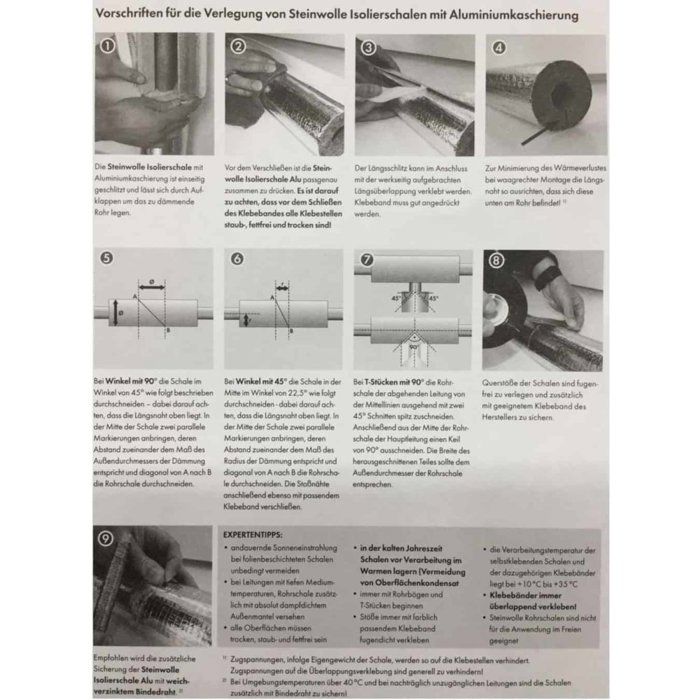 Pipe Insulation Rockwool Ø 60 X 20mm, Alu, Self-adhesive, 1m