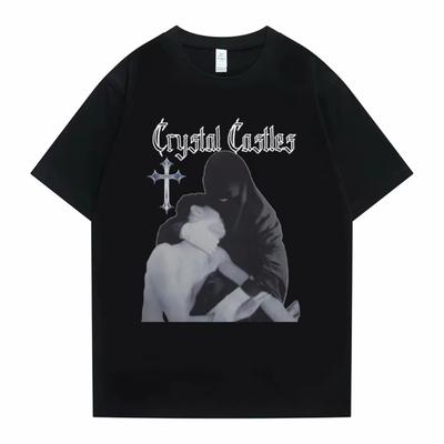 Crystal Castles Graphic Print T Shirts Men Women Gothic Rock Oversized Tshirts Short Sleeve Male Hip Hop Casual Vintage Tshirts