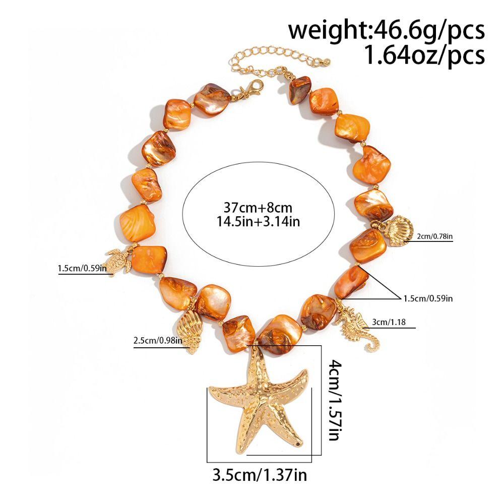 Starfish Conch Pendant Irregular Chain Necklace Bohemian Jewelry  Summer Beach Vacation