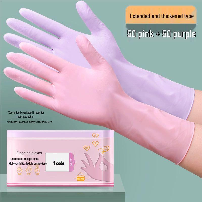 Disposable Extended Nitrile Gloves for Durable Oil-Proof Dishwashing, Cleaning, and Housework.