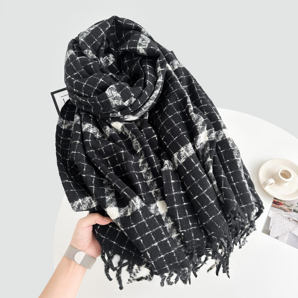 Autumn Winter Women Preppy Knitted Scarf Lady Men Casual Plaid Tassel Soft Warm Scarve Wrap Shawl Femme Male Unisex Fashion New