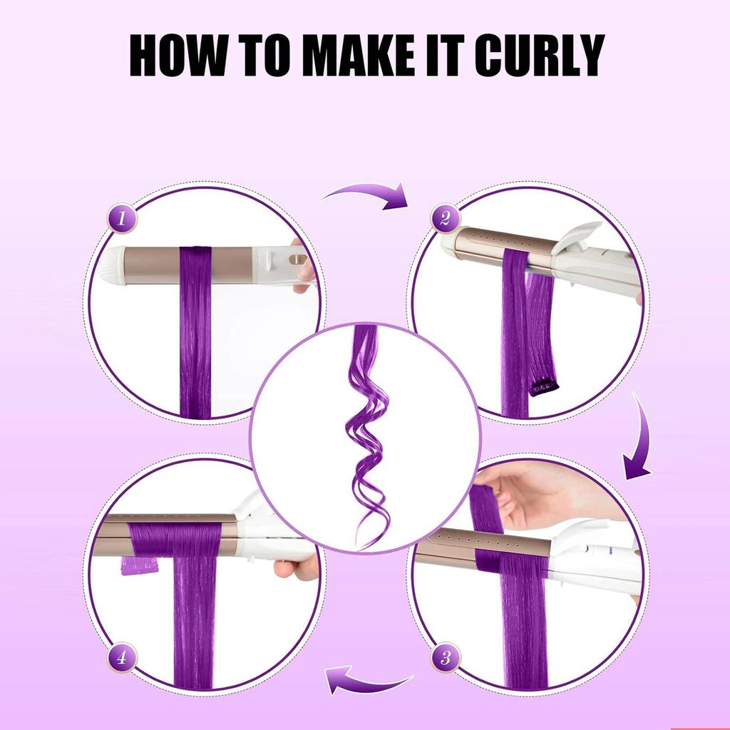 ALAN EATON 22 Inches 5Pcs/Pack Sparkle Hair Extensions Clip In Rainbow Shiny Sparkle Hair Tinsel Heat Resistant Sparkle Hair Extensions