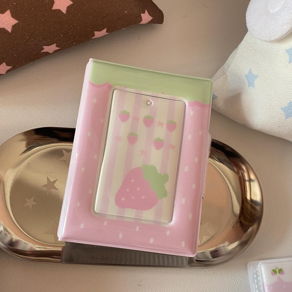 Cute Strawberry Note Photo Album 3 Inch Kpop Idol Photo Card Holder Sweet Card Binder for Girls Mini Photocard Collection Book