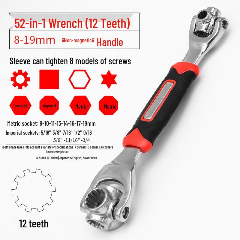 

52-in-1 Multi-purpose Universal Socket Wrench Set with 360° Rotating Heads, 8 pcs