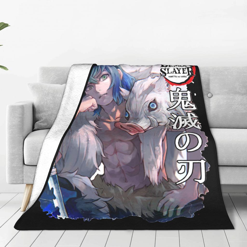 Inosuke Demon Slayer Blanket Velvet Spring Autumn Multi-function Warm Throw Blanket for Home Outdoor Quilt
