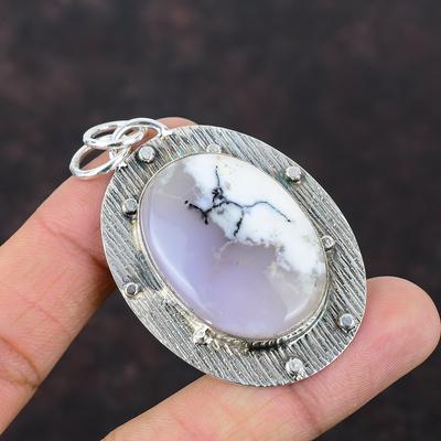 Dendrite Opal Pendant Natural Gemstone Pendant 925 Sterling Silver Pendant Handmade Dendrite Opal Jewelry Gift For Him Unique Style Pendant