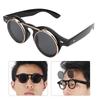 Personality Vintage Punk Style Flip Sunglasses Round Frame Flip Eyewear Eye GlassesBlack