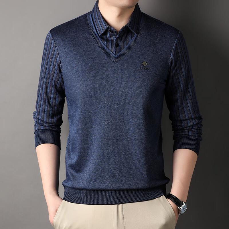 

Yiliteng Men s Fake Two-Piece Pullover Knit Sweater 185