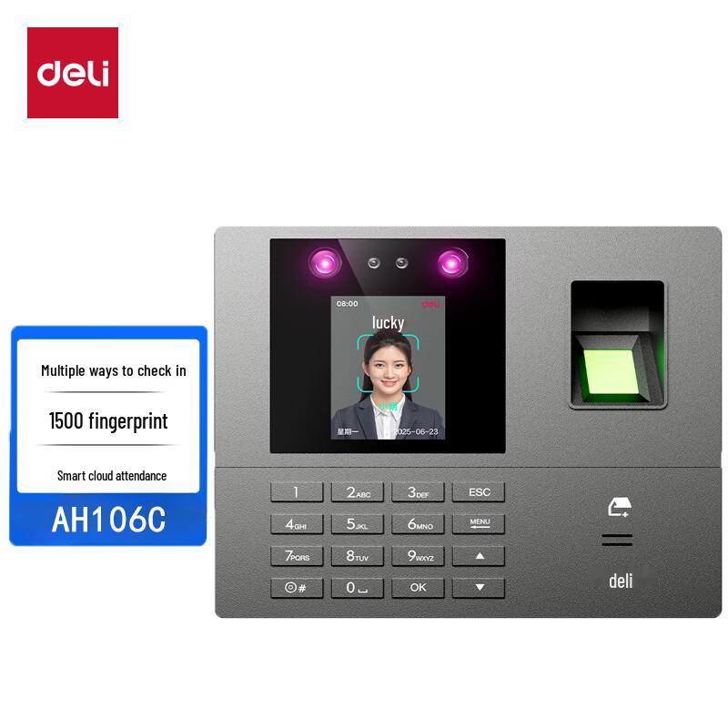 

Deli AH106C Smart Cloud Multi-Biometric Attendance System CN plug (adapter included)
