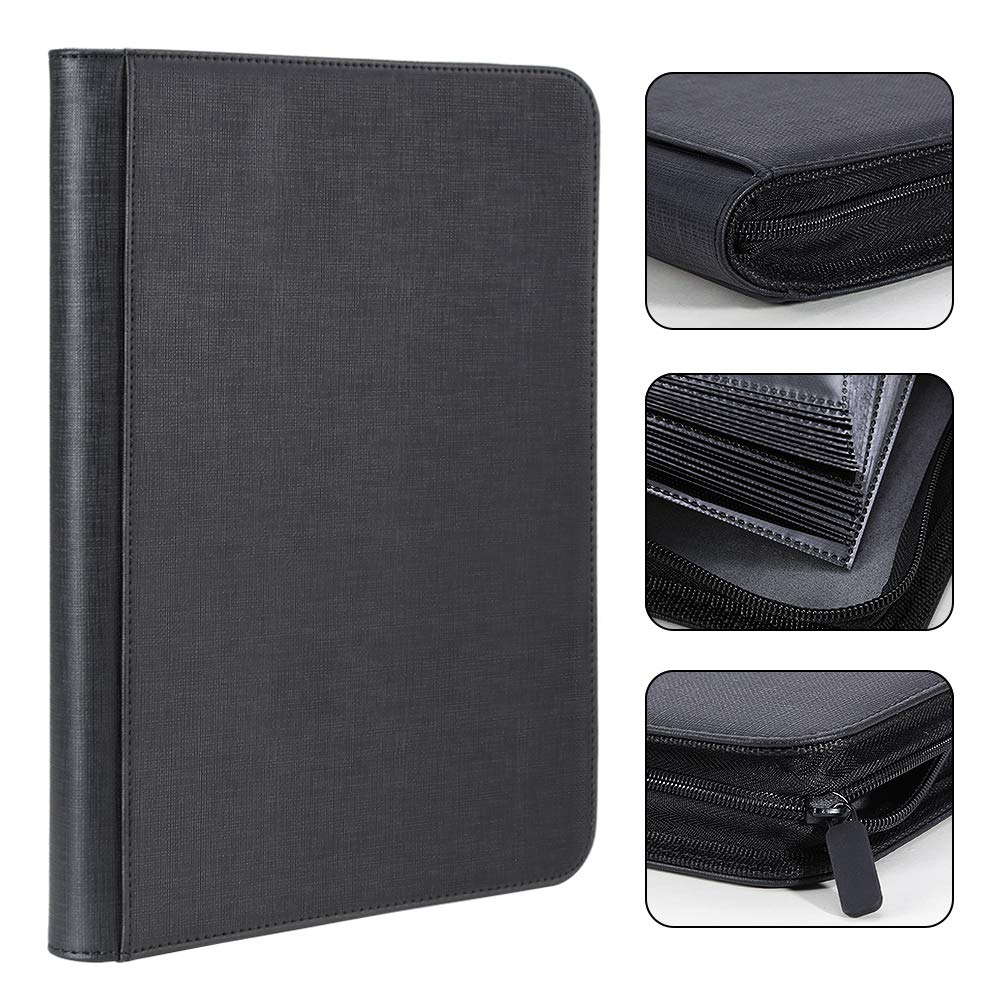 PAKESI Star Card File 9 Pockets 360 Pieces Storage PU Card Card Collection Star Card and Other Card Star Card Collection File (Black)