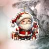 Christmas Santa Ornament 2D Acrylic Cartoon Santa Claus Xmas Tree Ornament for Holiday Tree Door Window Car Hanging Decor