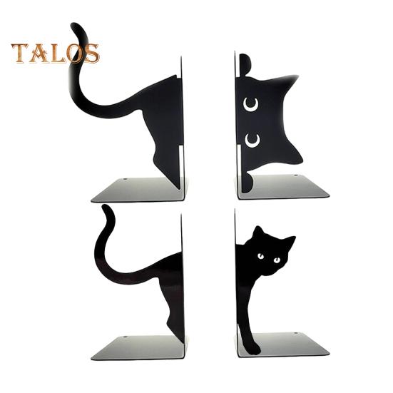1 Pair Metal Bookends Whimsical Cat Design Decorative Bookends Rounded Edges Book Holders Office Library Decoration