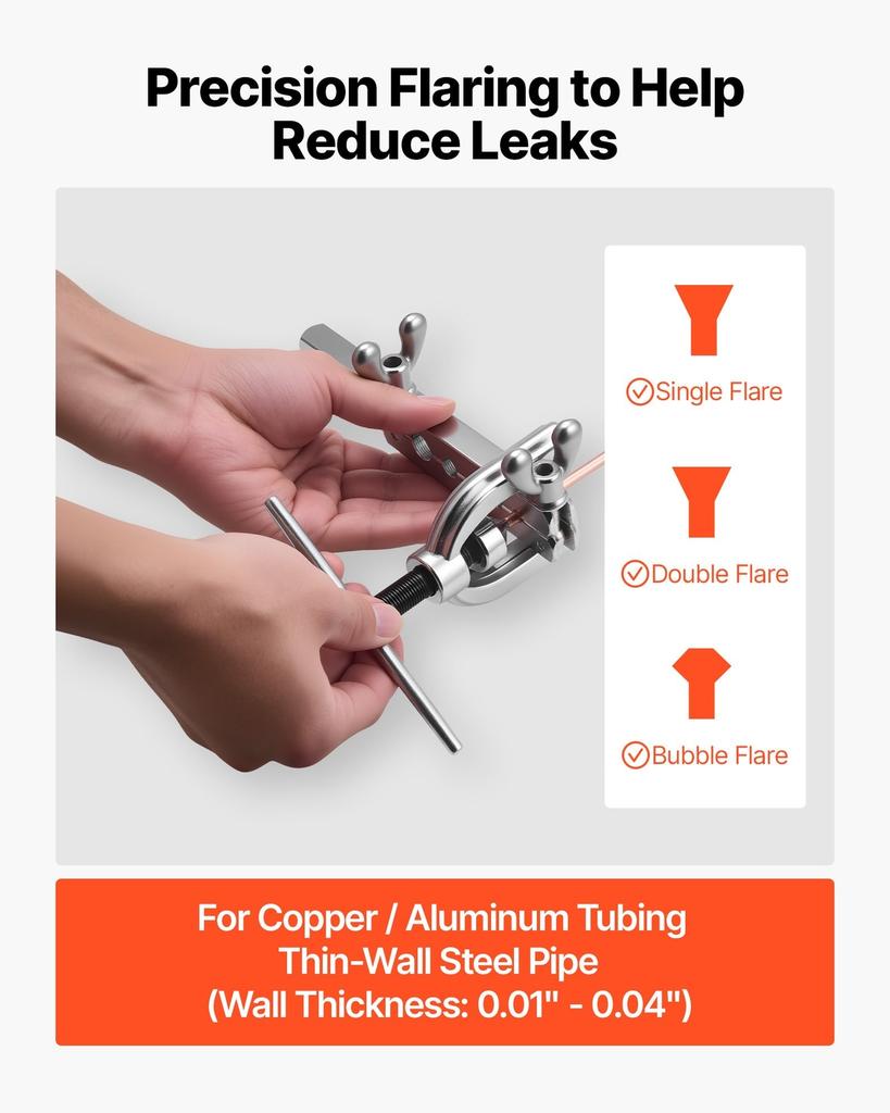 Brake Line Repair Kit, 45° Double & Single Brake Line Flaring Tool Kit, 7.6m x 4.76mm Copper Coated Brake Line (with 16 Fittings & 4 Unions) - Tube