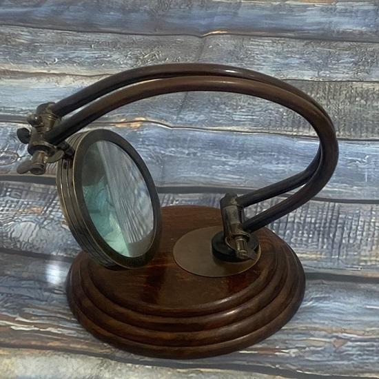 Brass Magnifier Maritime Adjustable Stand Magnifying Glass Desk Top Wonderful Home or Office Decor