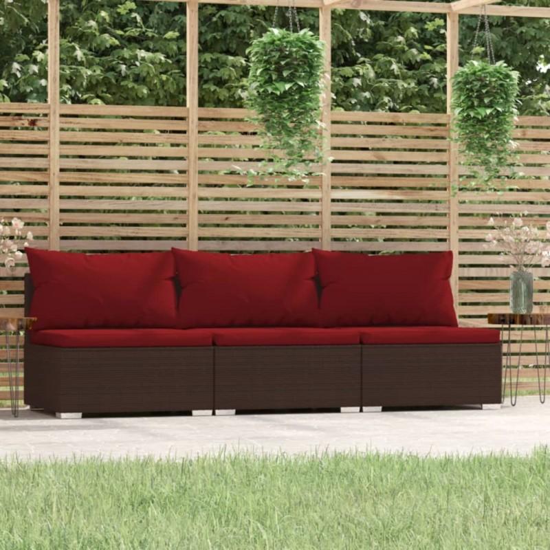 Day and Night - Day and Night 3-seater Garden Sofa with Brown Synthetic Rattan Cushions