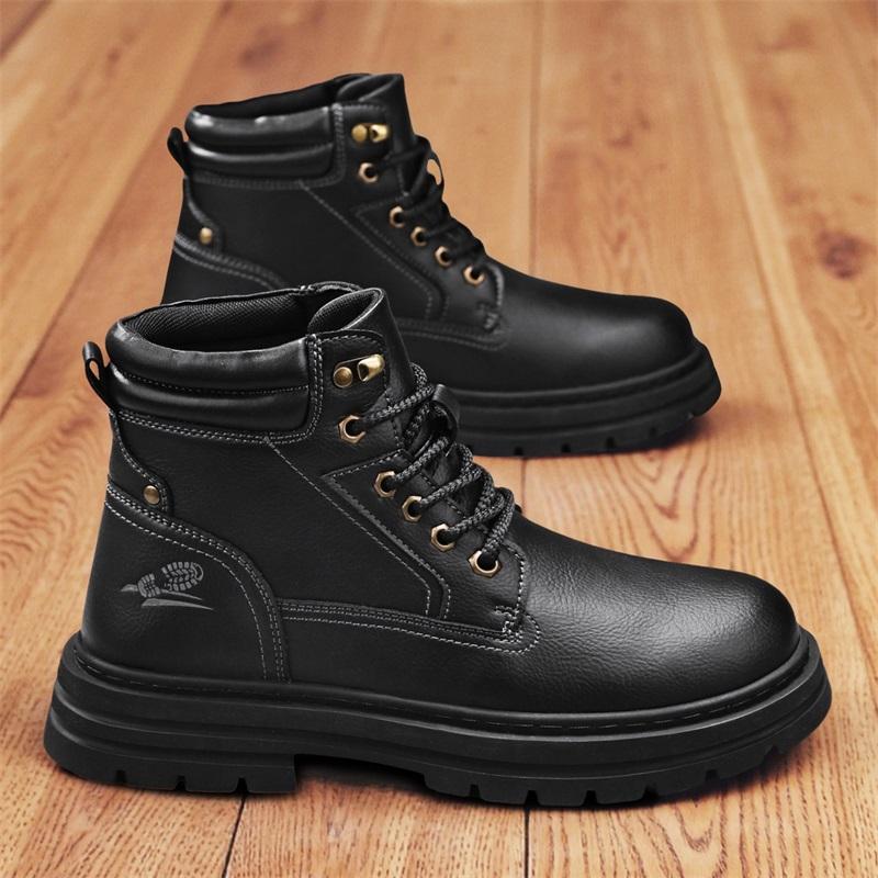 Luxury Men Ankle Boots Retro British High-top Men Boots Fashion High Quality Leather Shoes  New Outdoor Men Motorcycle Boots