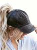Cappellino da Baseball Retro Usurato con Coda di Cavallo Alta, Cappello da Sole Regolabile per Donna, Abbigliamento Casual