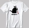 Schwarze Katze Was? Kurzarm Weiß-Schwarz Herren / Damen T-Shirt D344
