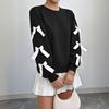Women S Red Bow Crew Neck Long Sleeve Casual Sweatshirt