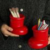Rote Stiefel Weihnachtsdekoration Stifthalter Multifunktionaler Schreibtischorganizer Für Make-up-Pinsel Büro Kunstbedarf Aufbewahrung