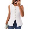 2025 Damen Europäische & Amerikanische Mode Ärmellose Rundhalsweste