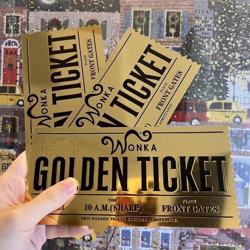Hot Anime Wonka Charlie Chocolate Golden Ticket Anime Gold Voucher Brooch Pin Badges Metal Pins Bookmark Collection Holiday Gift